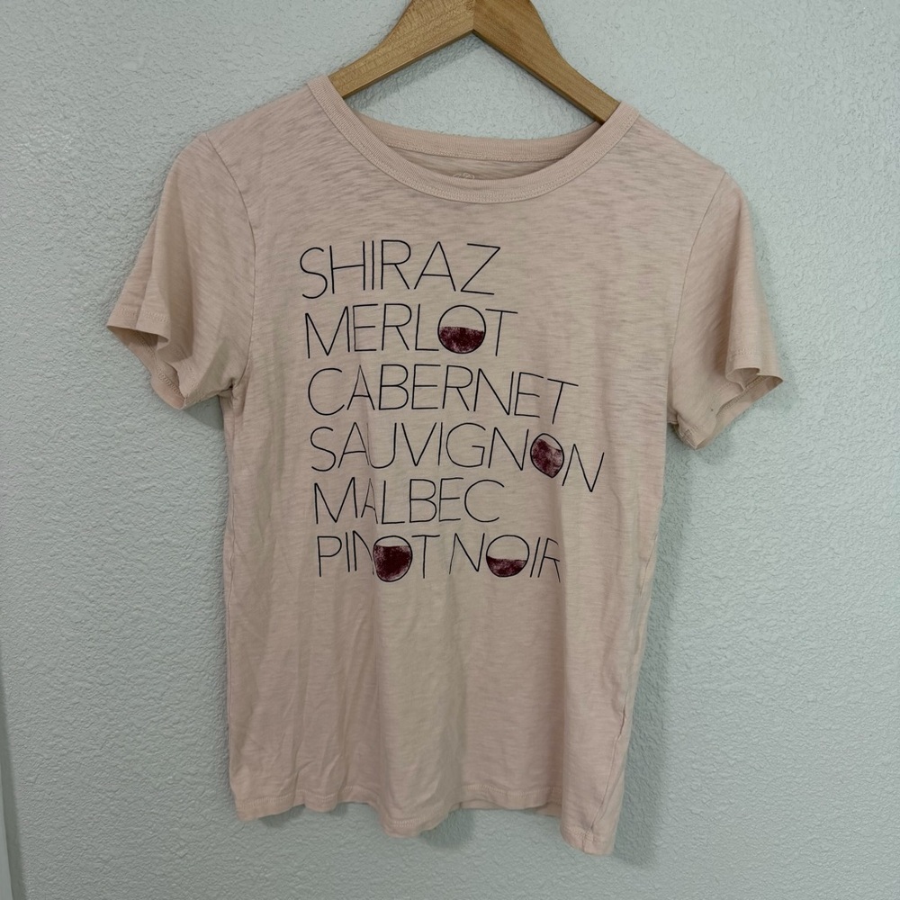 J. Crew Light Pink Wine Graphic Tee Sz Small